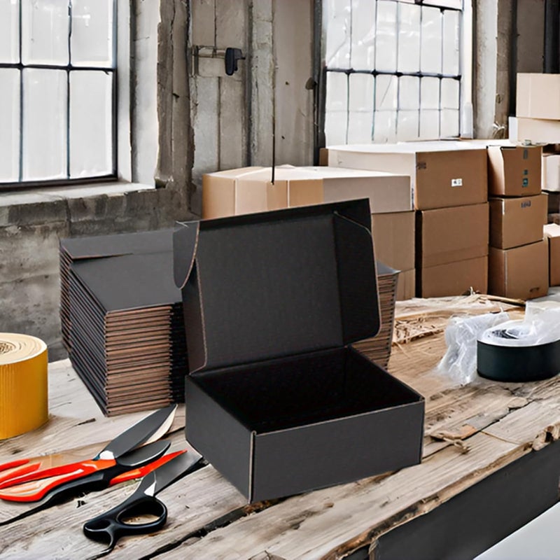 DUZCLI Small Shipping Boxes 9x6x4 Inches – Black Corrugated Cardboard Boxes (20-Pack) for Mailing, Packing, Small Business & Gift Packaging - Recyclable & Sturdy - Image 4
